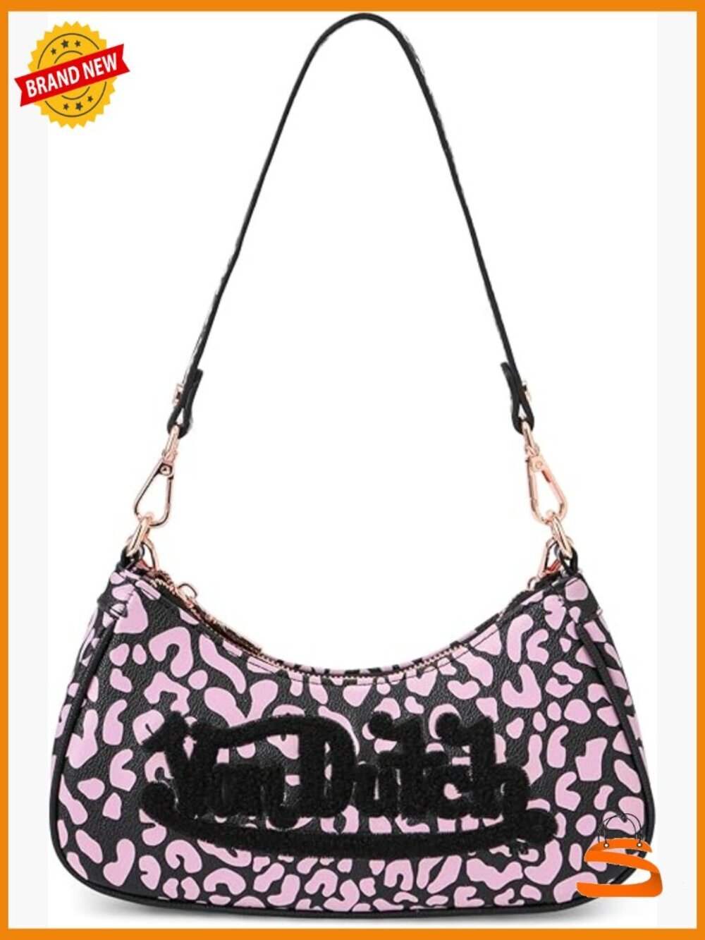 Vegan Leather Y2K Shoulder Bag with Chain Strap & Zip Closure